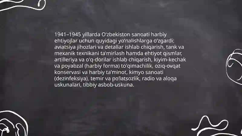 Urush yillari Oʻzbekiston sanoati 4