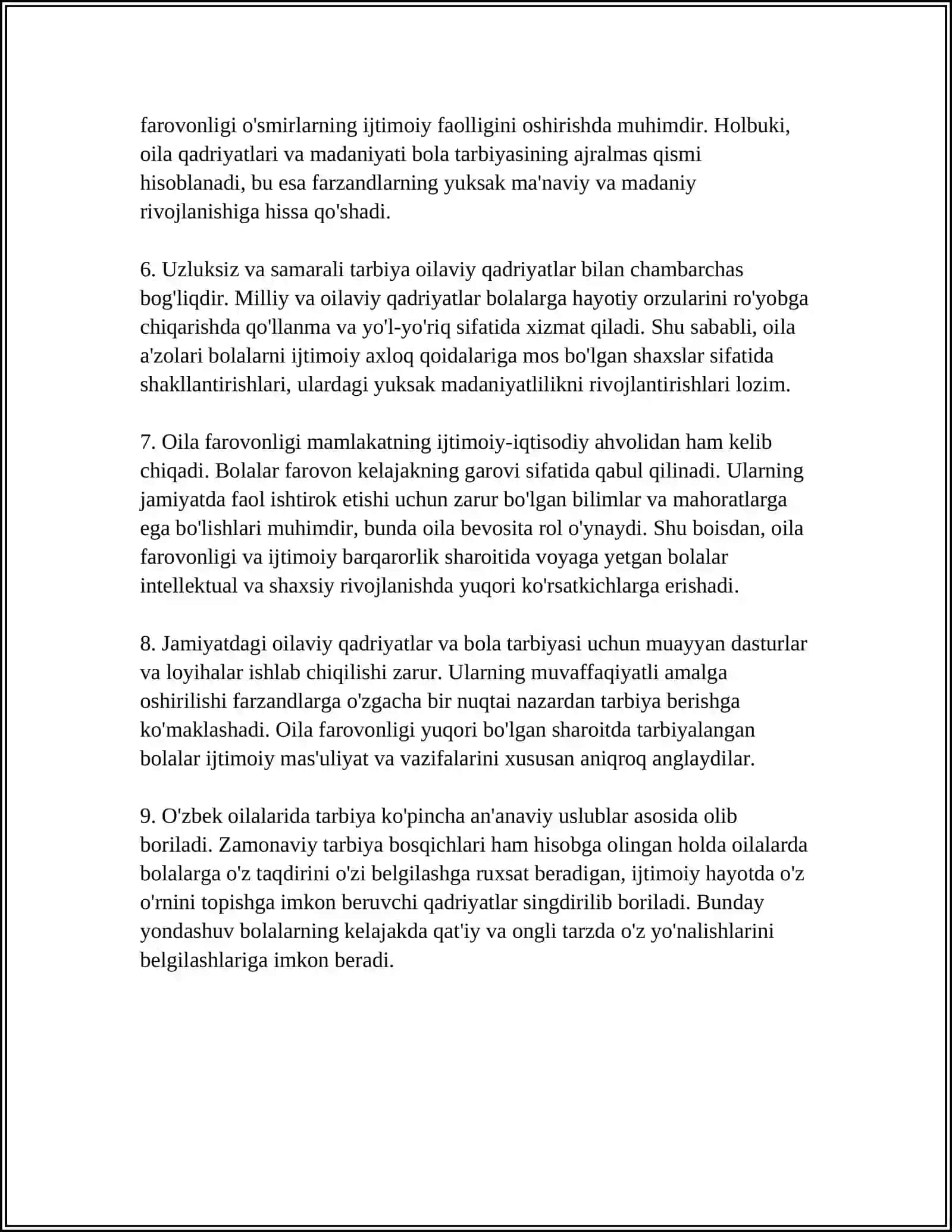 OILA FAROVONLIGI VA BOLA TARBIYASI 4