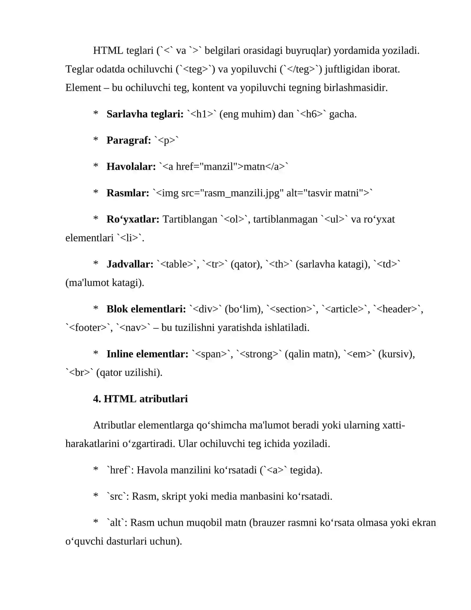 HTML texnologiyasi yordamida web-sahifa yaratish 4