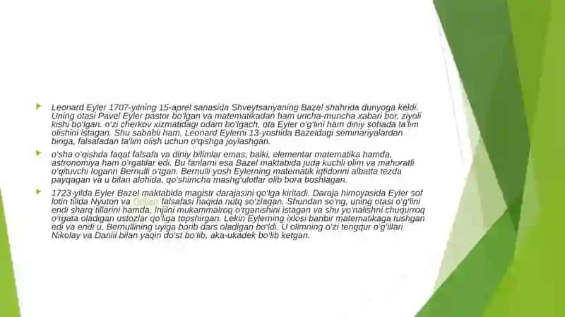 L.Yeyler, J. Venn, R.Dekart hayoti va ilmiy faoliyatini òrganish 4
