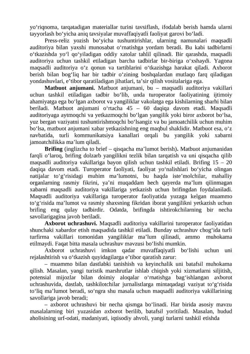 PRning turizm sohasidagi ahamiyati 4