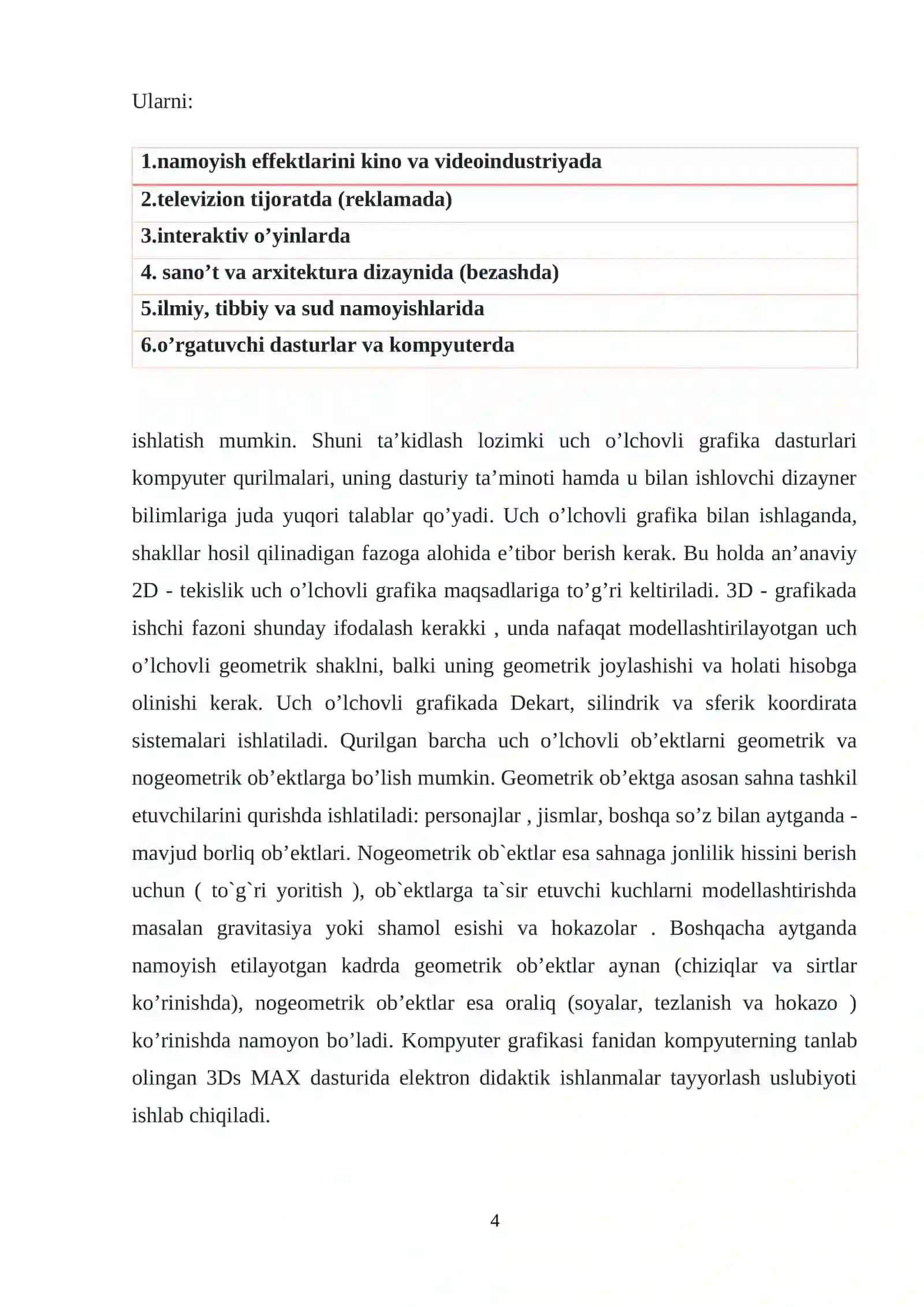 3DS Max dasturida 3 oʻlchovli tasvirlar yaratish asoslari 4
