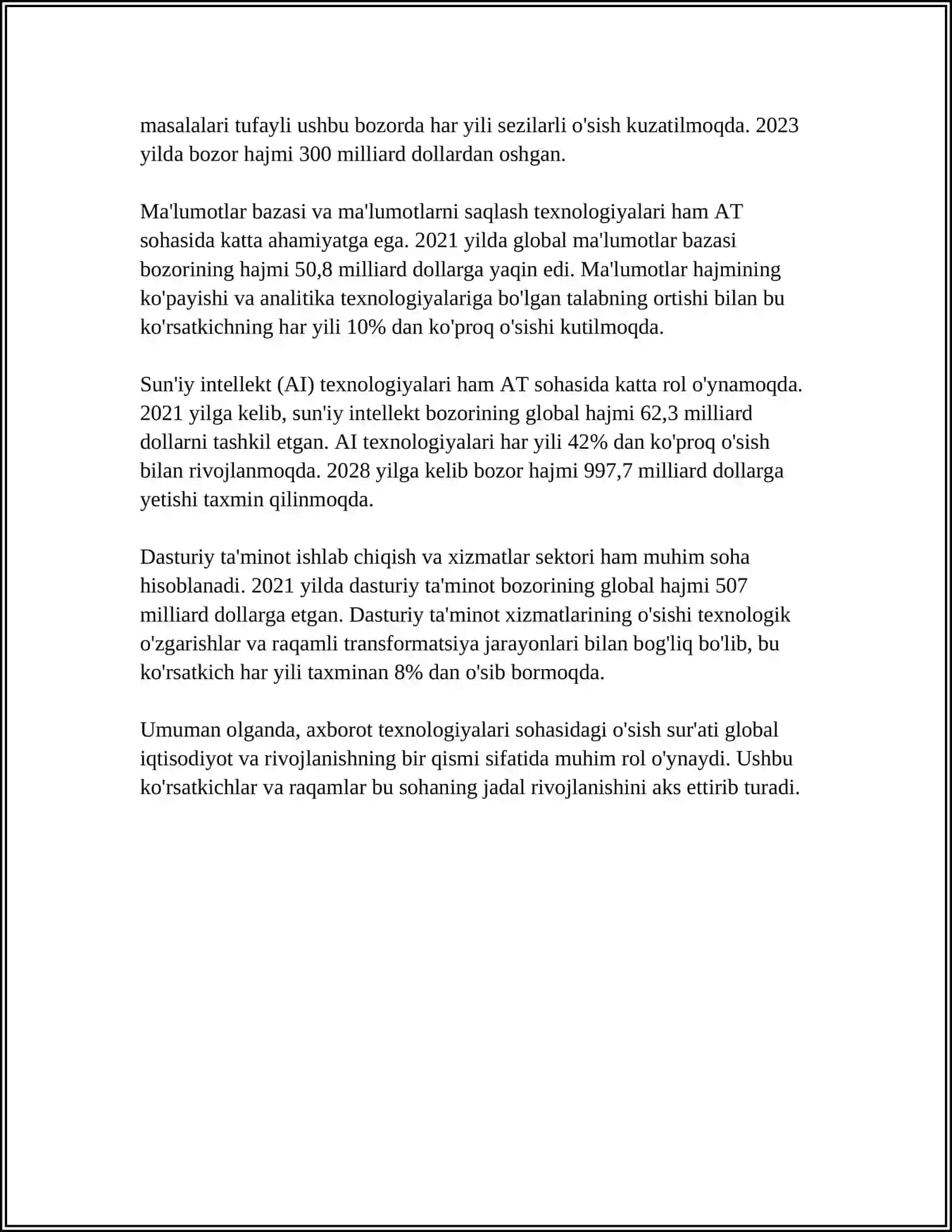 AXBOROT TEXNOLOGIYALARI FANIGA KIRISH 4