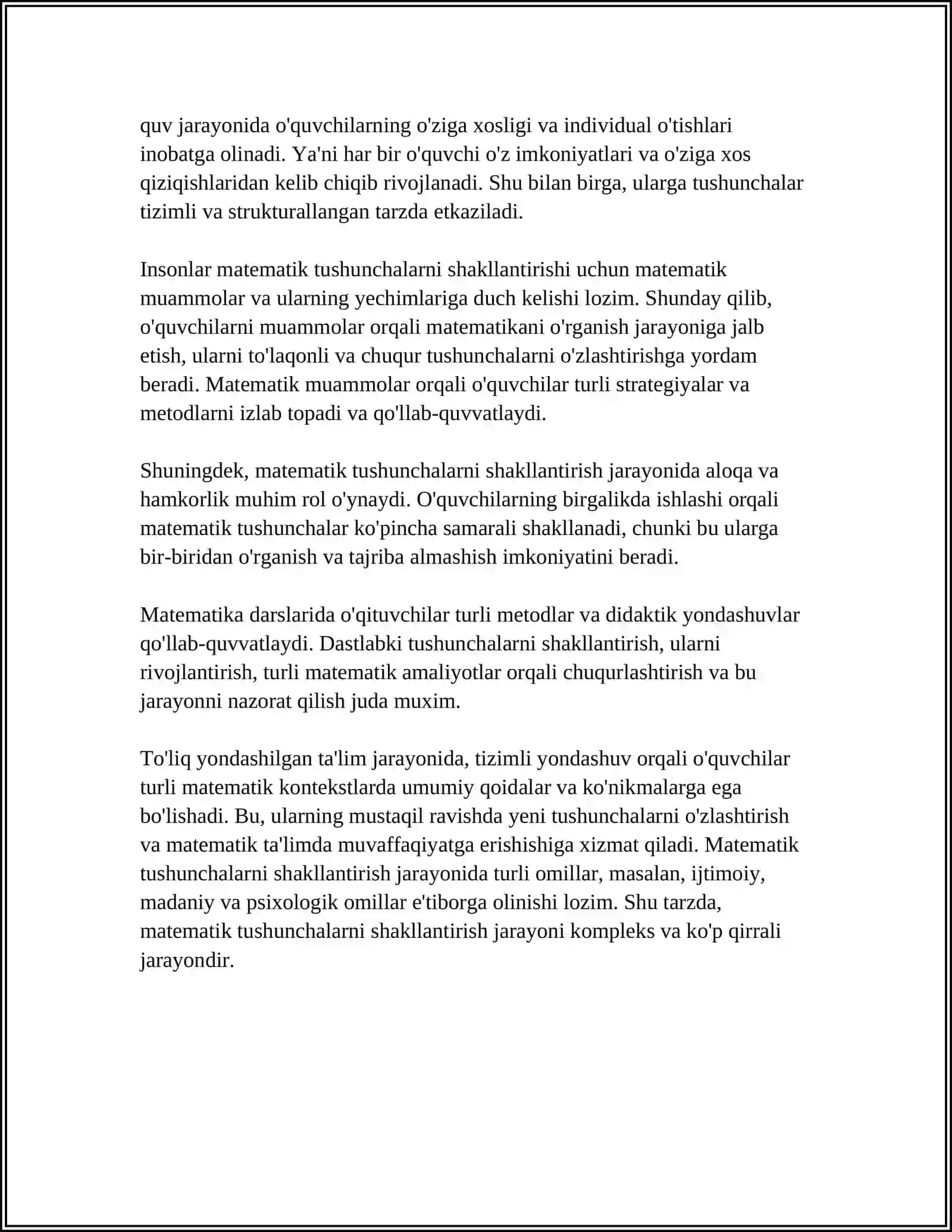 BOSHLANG'ICH SINFLARDA MATEMATIKA O'QITISH METODIKASI 4