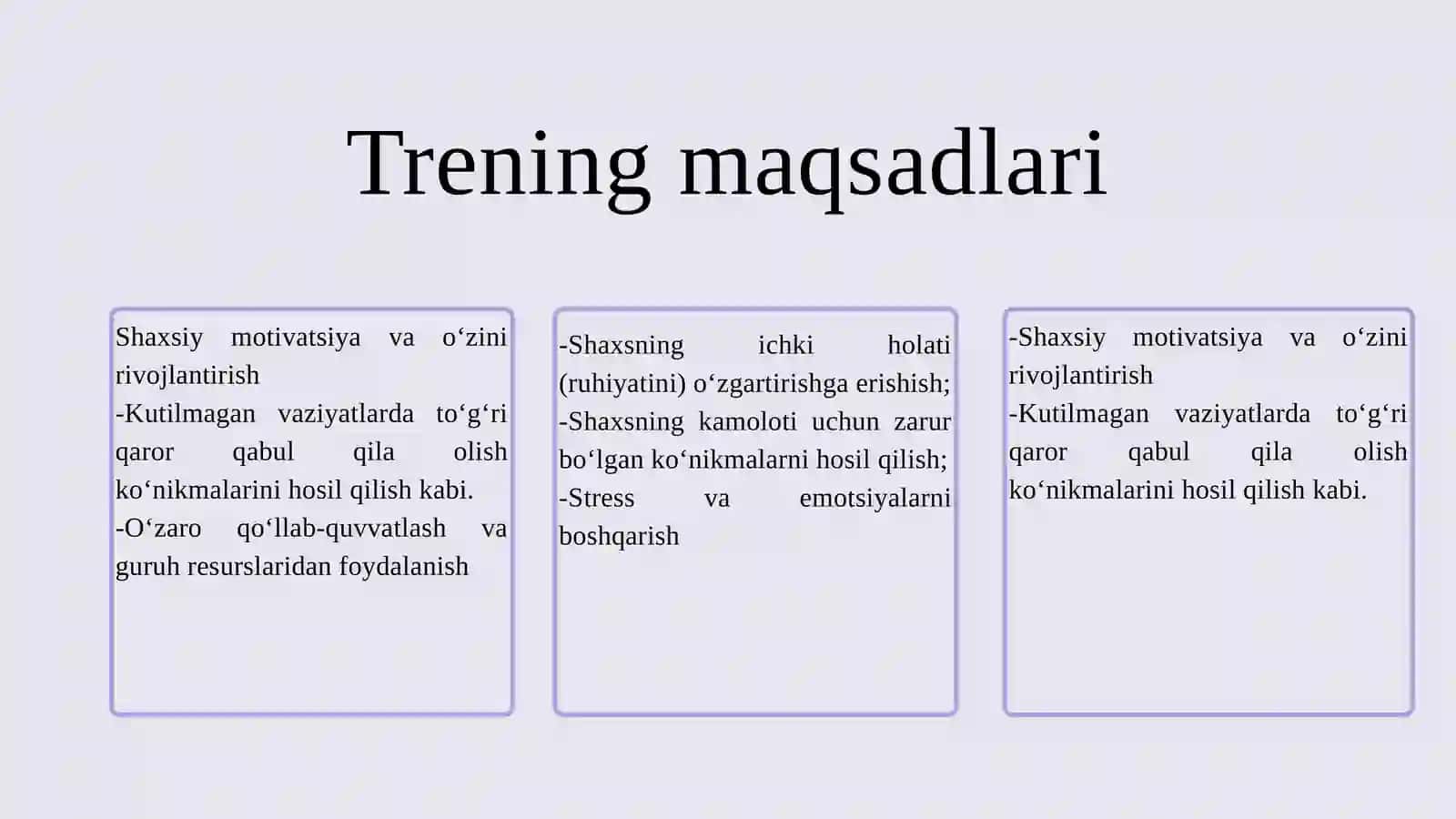 Psixologik Trening asoslari taqdimot 4