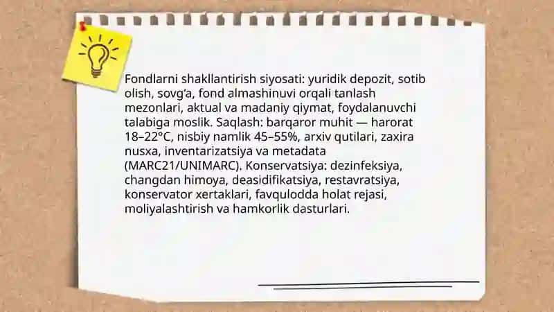 Zamonaviy kutubxona faoliyati boshqarishning asosiy yoʻnalishi 4