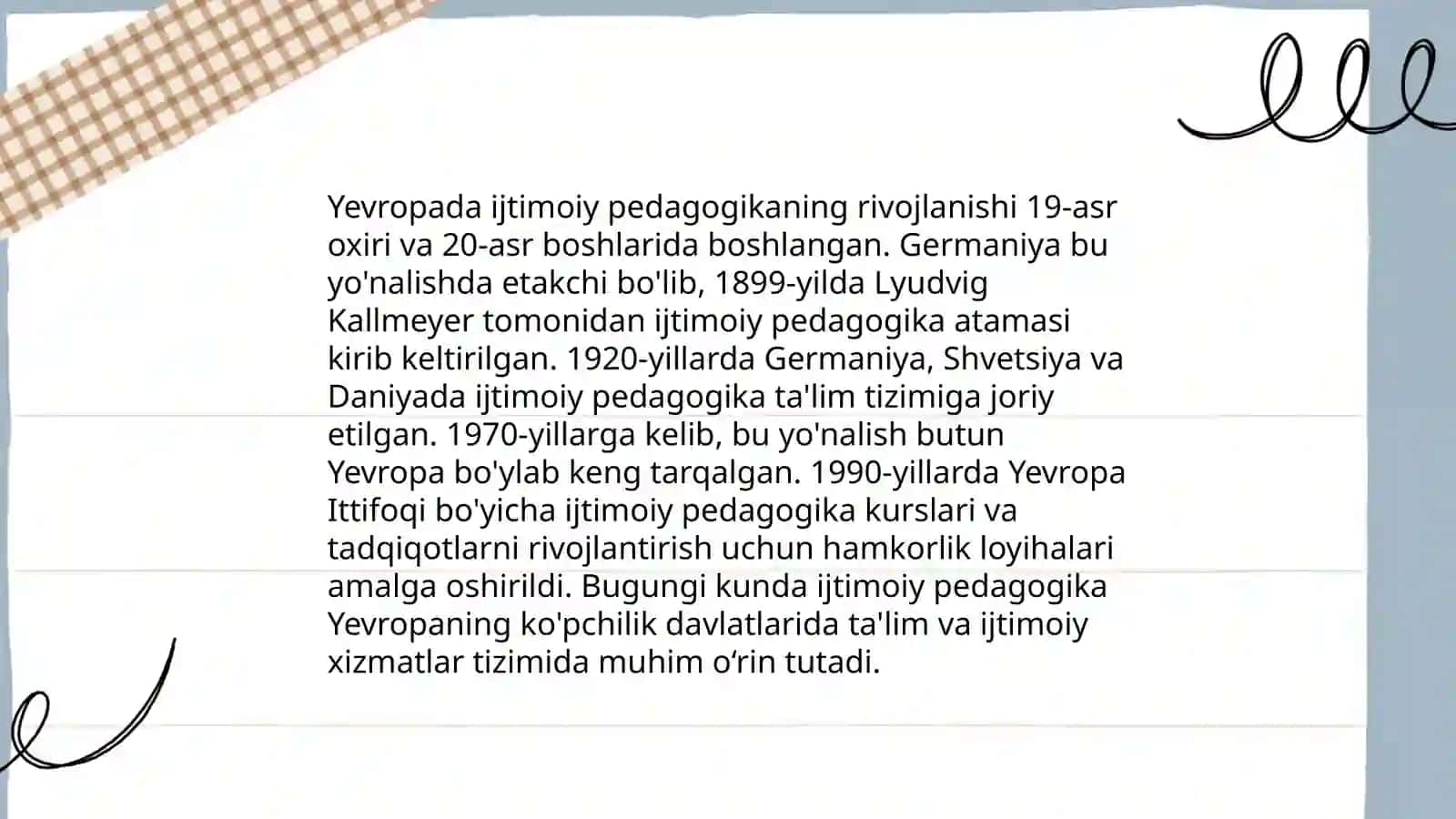 Ijtimoiy pedagogikaning rivojlanish tarixi 4