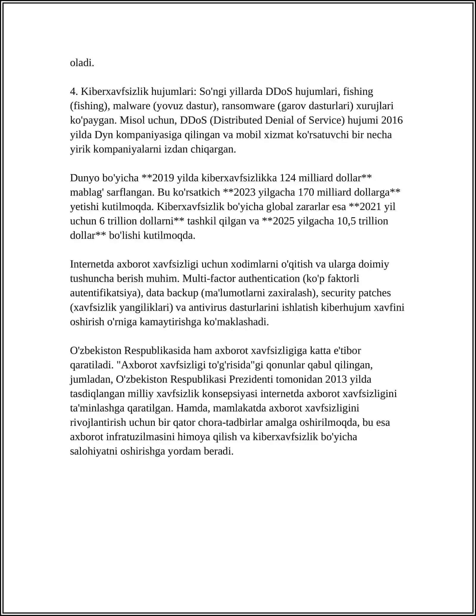 INTERNETDA AXBOROT XAVFSIZLIGI VA TAHDIDLARNI OLDINI OLISH 4