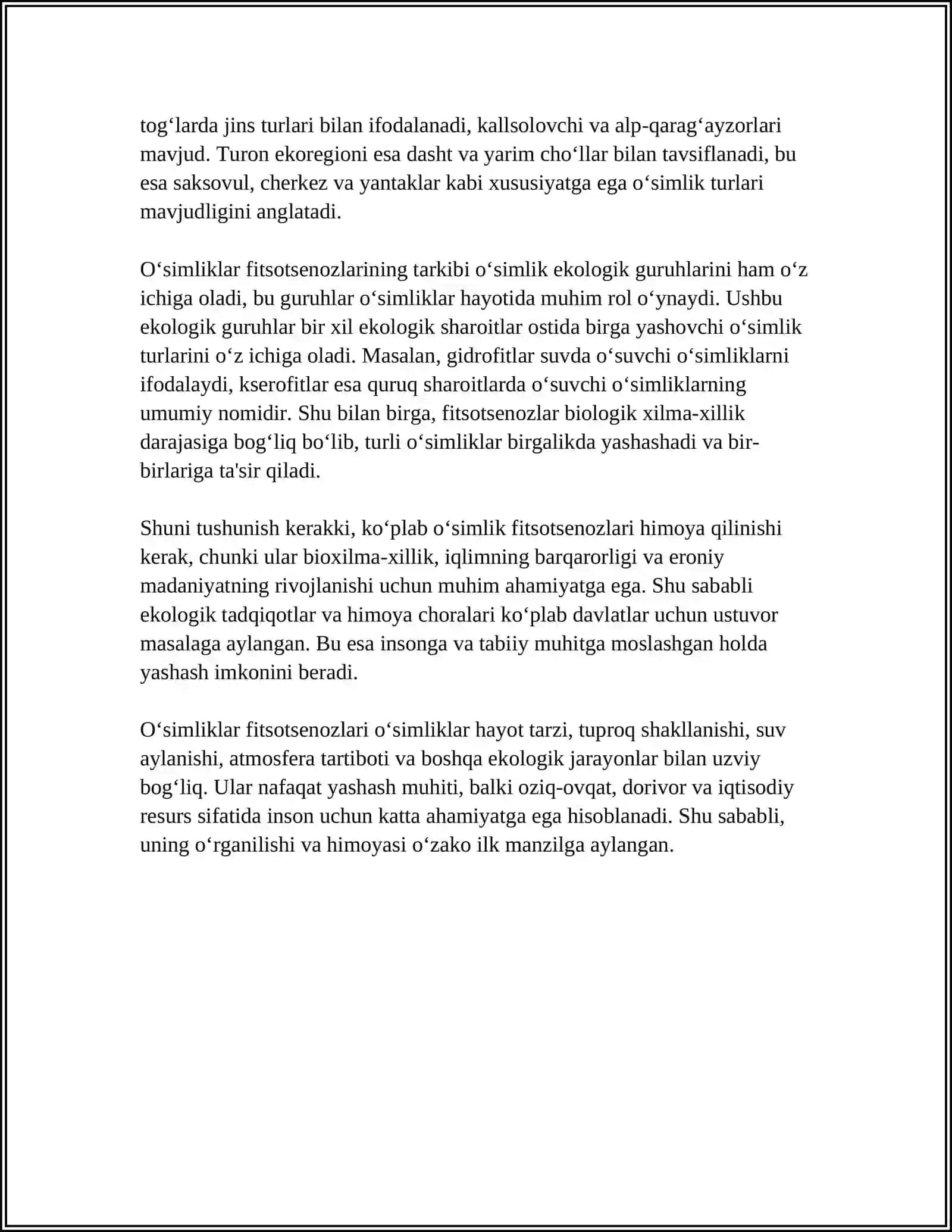 OʻSIMLIK FANLARI 4