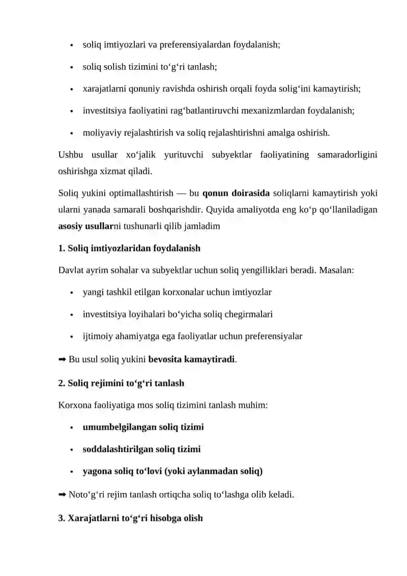 Soliq yukini optimallashtirish masalalari 4