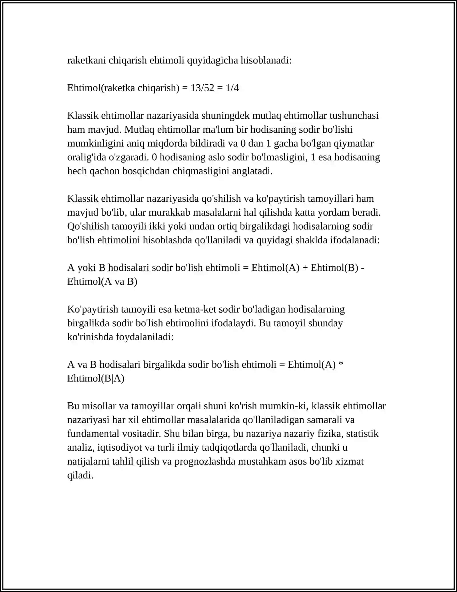 Klassik ehtimollar nazariyasi 4