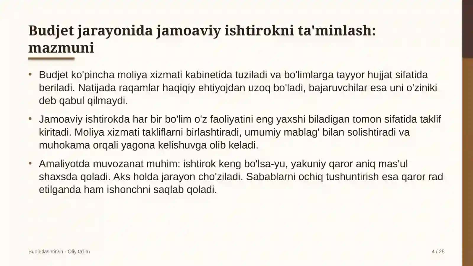 suzish havzalarida budjet jarayonida jamoaviy ishtirokni ta'minlash 6121 4