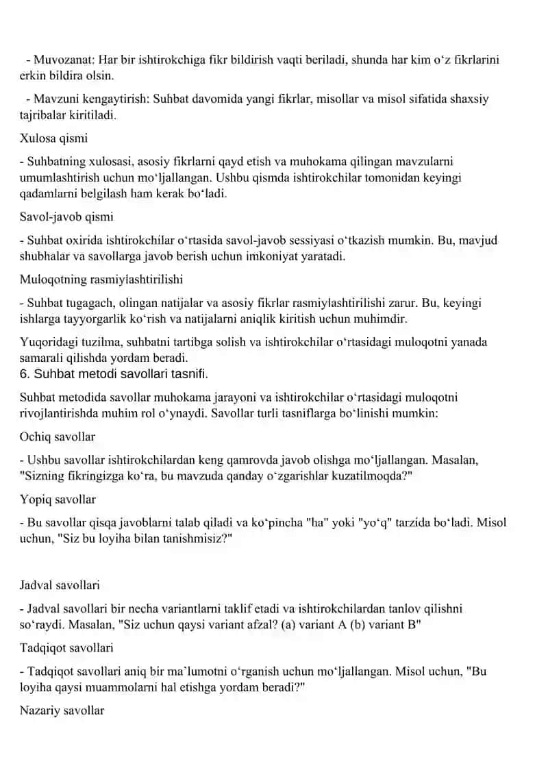 suhbat va intervyu ko’nikmalarini shakllantirish. 4
