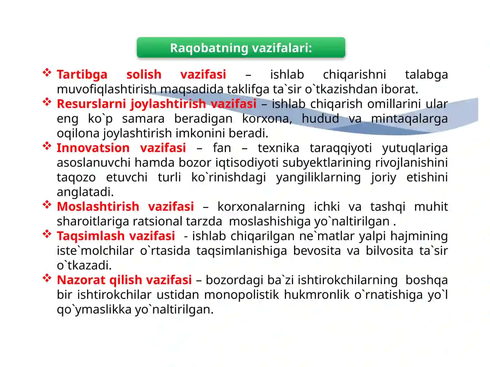 Raqobat va monopoliyalar. Narxlarning mohiyati va shakllanish xususiyatlari 4