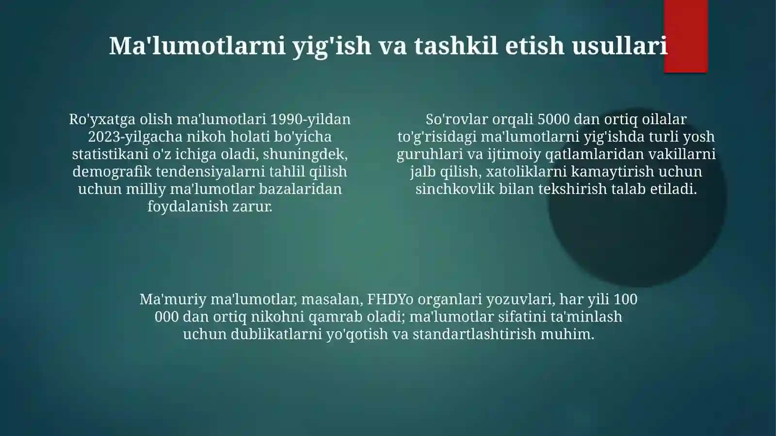 Nikoh jadvalini tuzish va uning tahlili 4