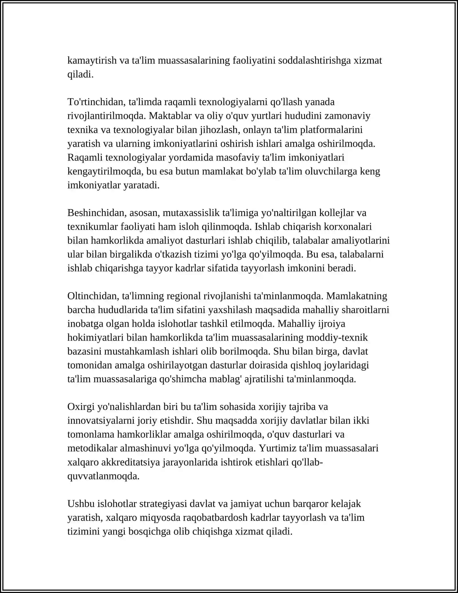 TA'LIM TIZMIDAGI O'ZGARISH 4