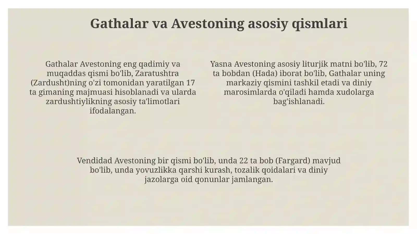 “Avesto”ning asosiy mazmuni va mohiyati 4