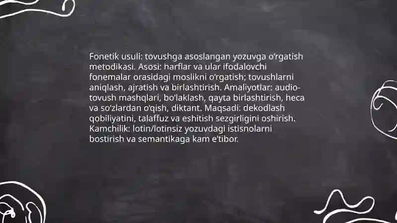 Yozuvga o‘rgatishning usullari 4