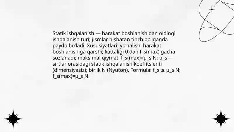 Ishqalanish kuchlari va uning turlari 4