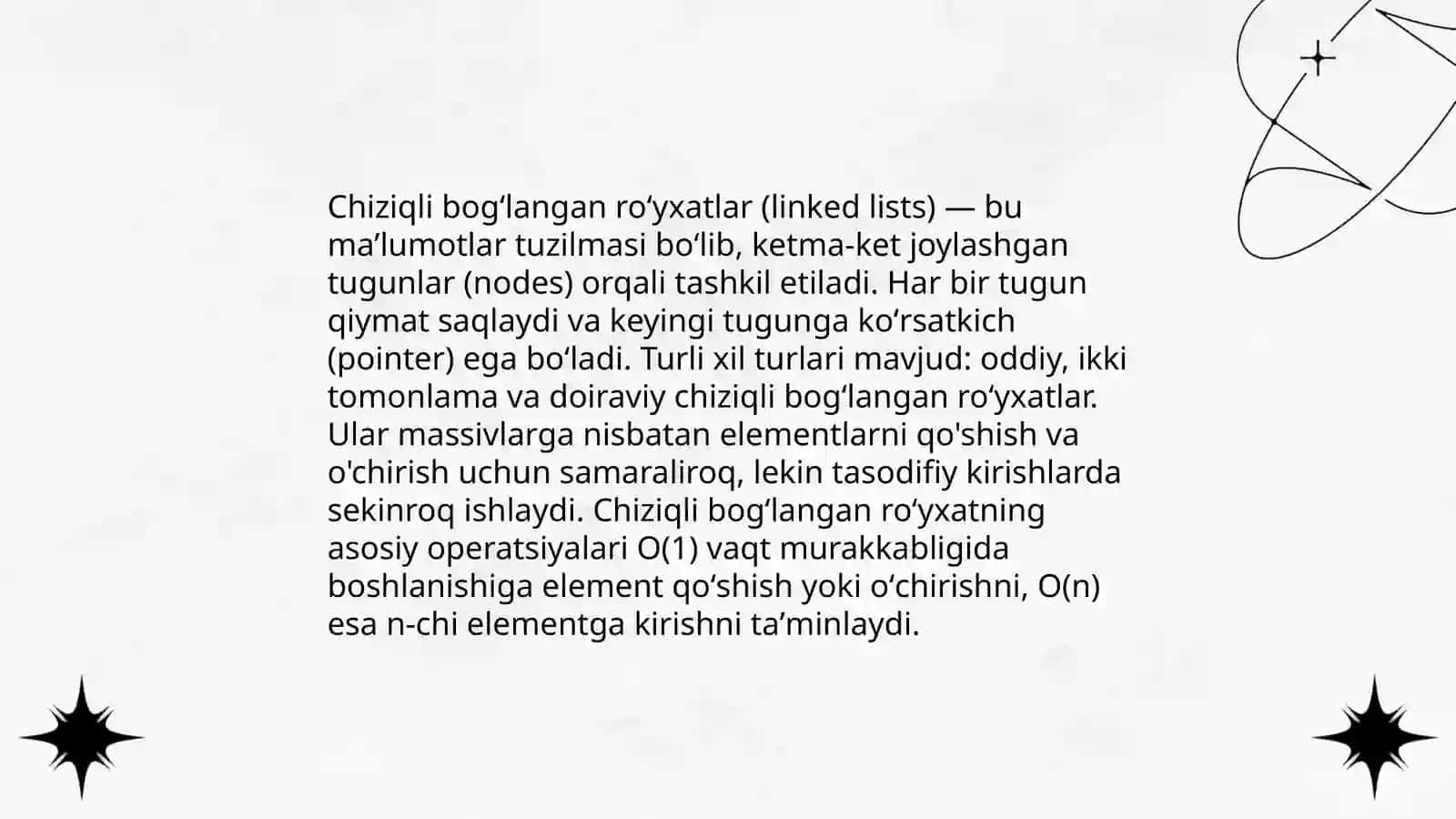 Bogʻlangan roʻyxatlar klassifikatsiyasi 4
