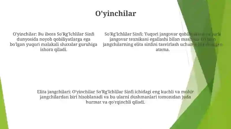 SoʻRgʻIchlilar Sinfi 4