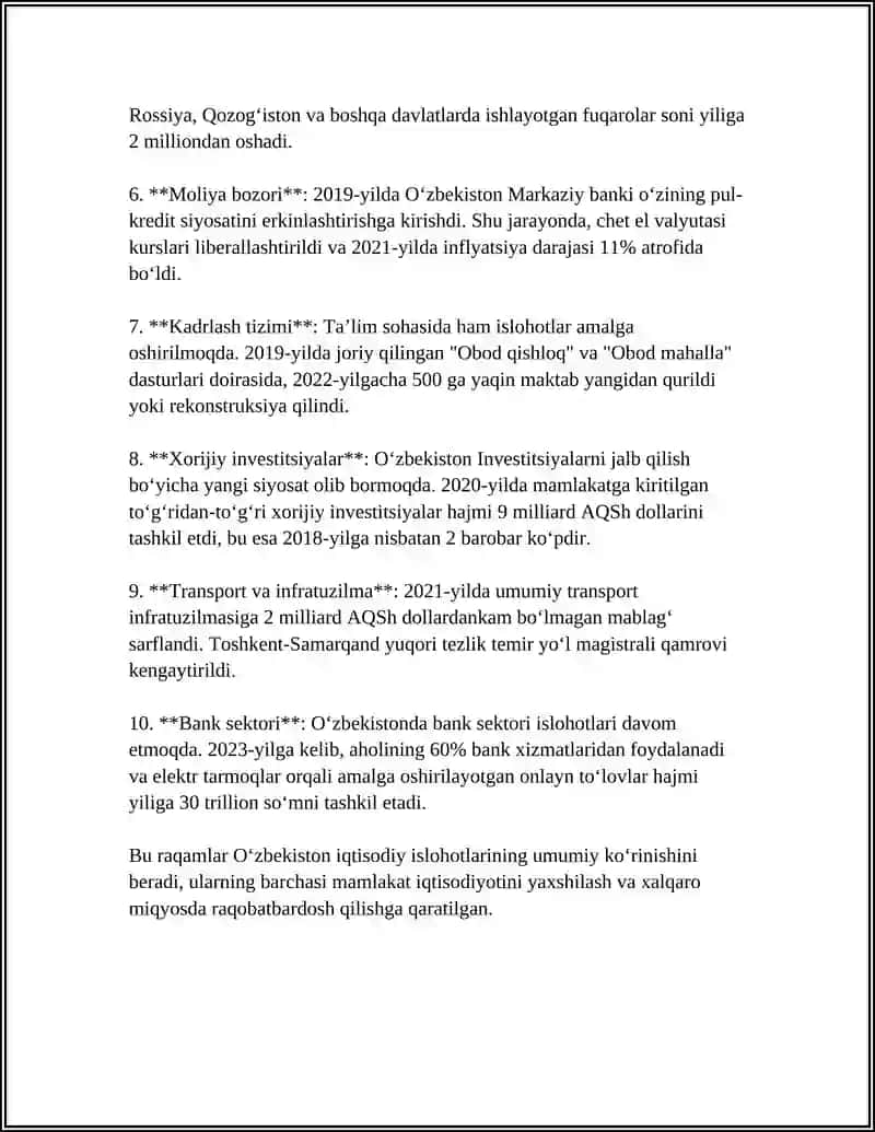 OʻZBEKISTON EKONOMIKASI 4