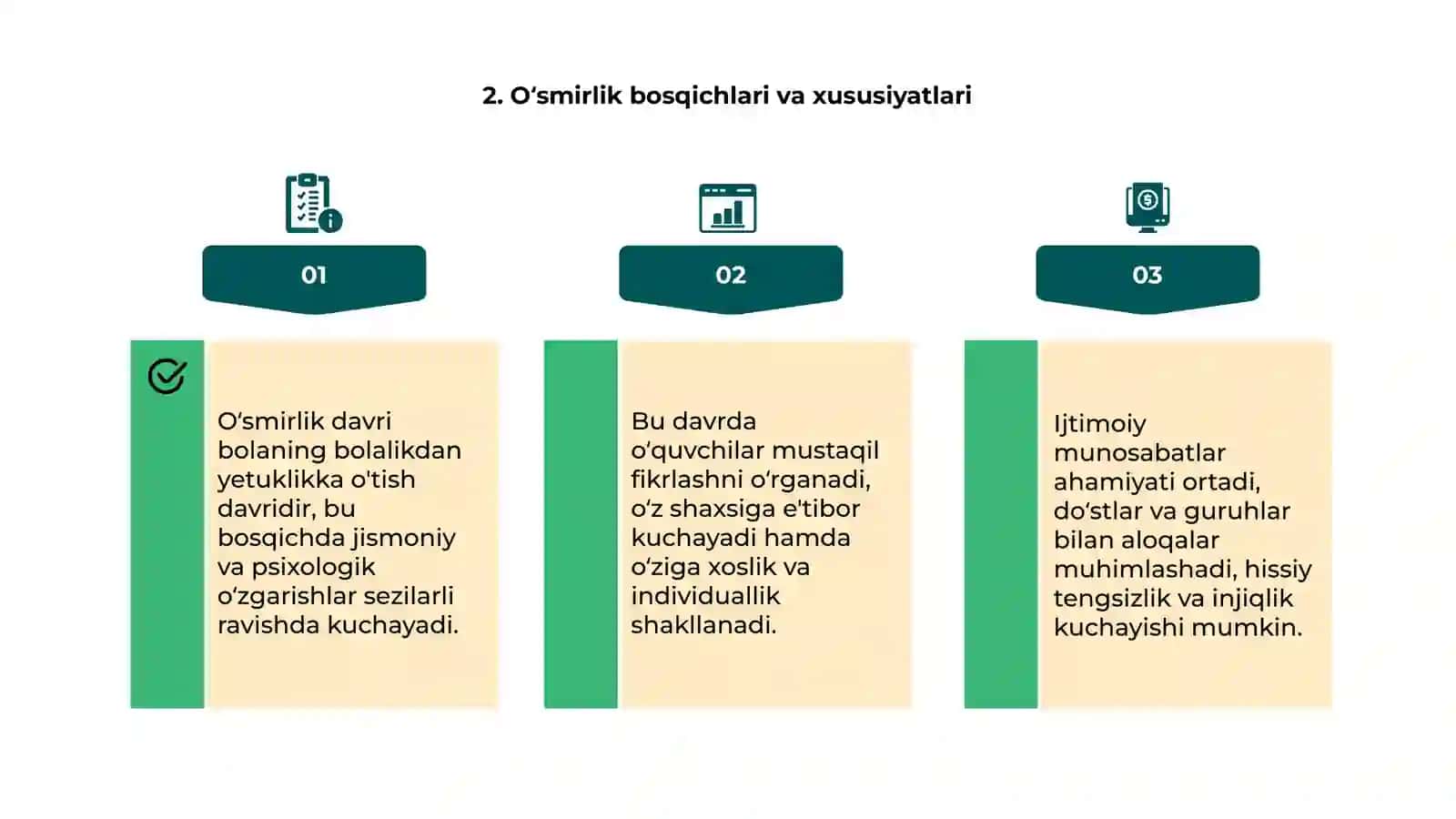 Oʻsmirlik davridagi psixik rivojlanishning umumiy tasnifi 4
