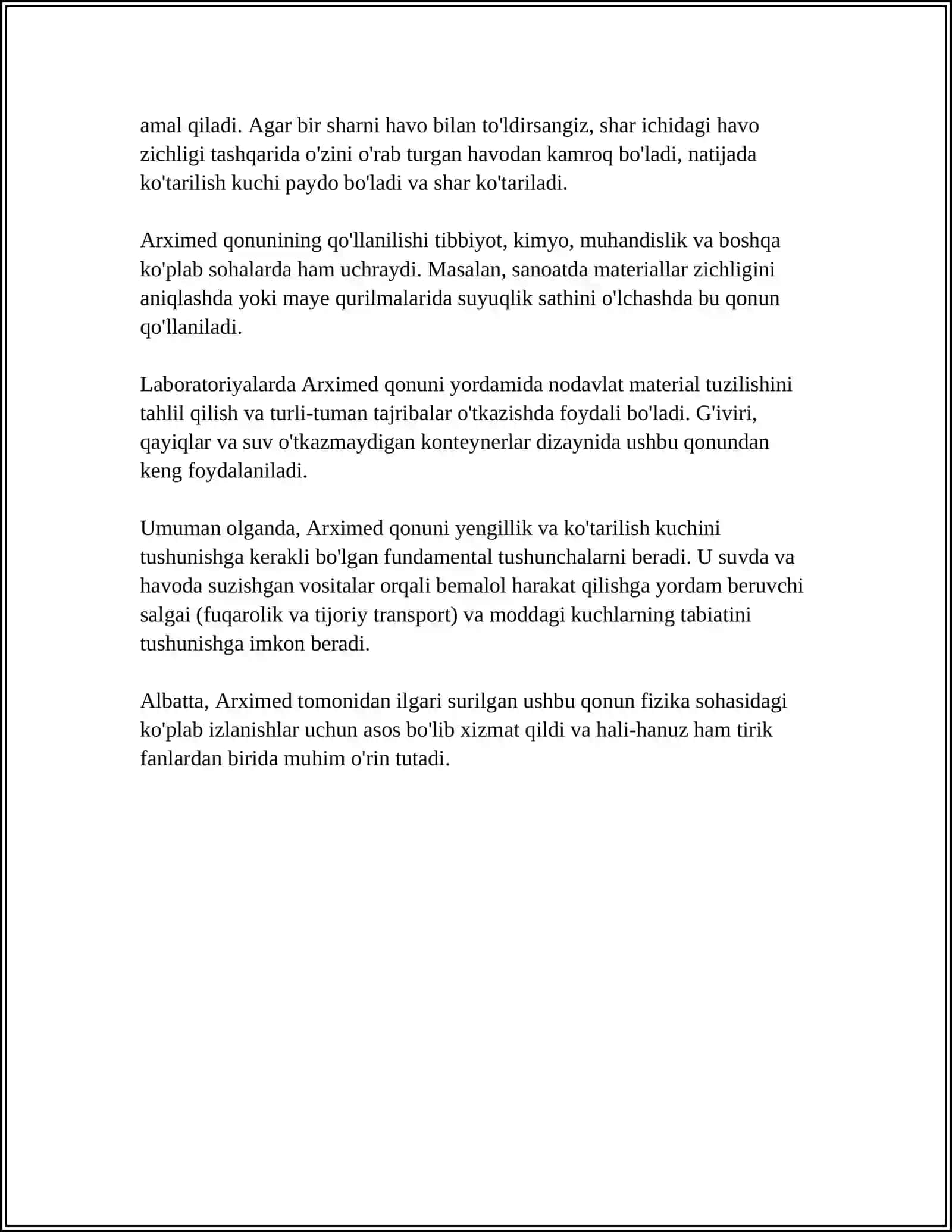 SUYUQLIKLARDA ARXIMED KUCHI 4