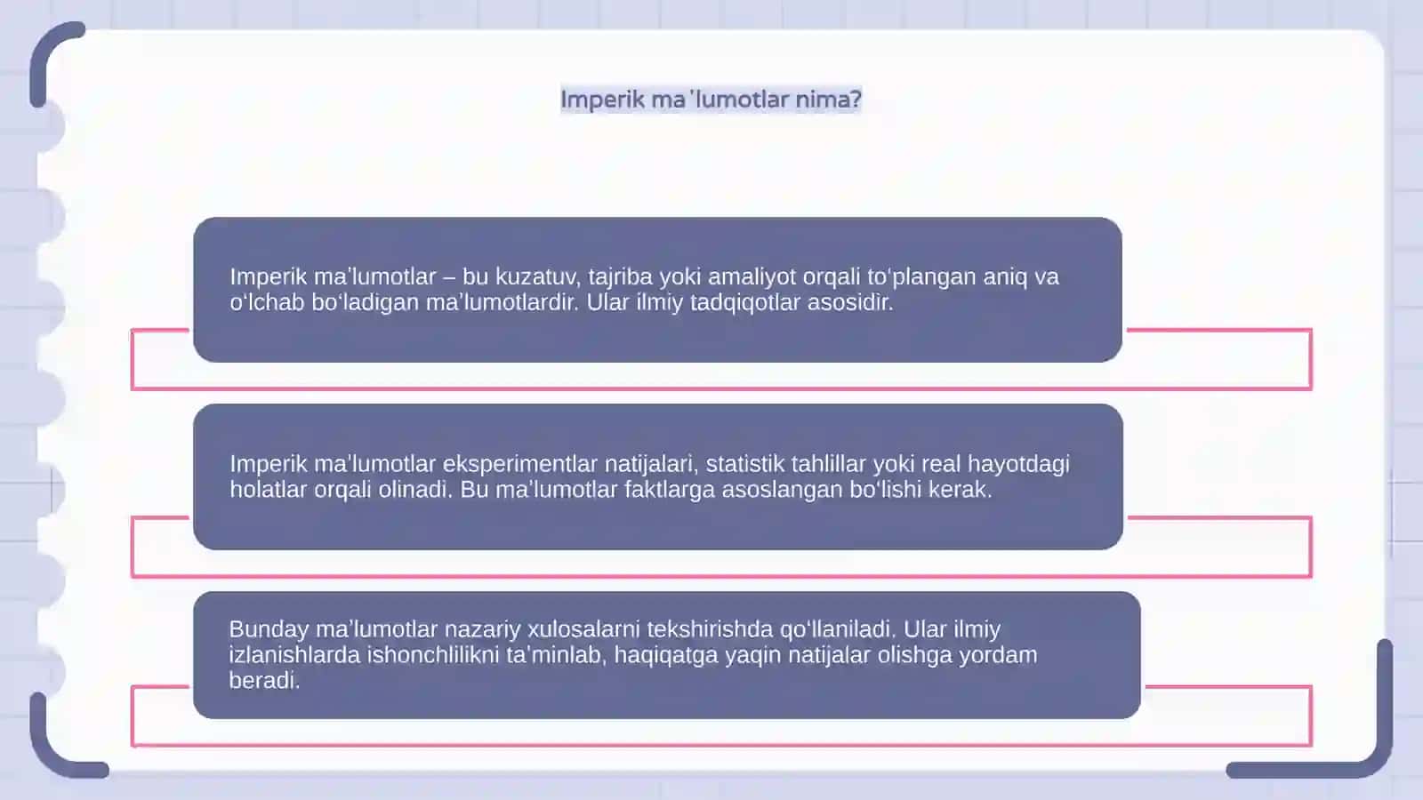 Imperik ma'lumot turlari 4