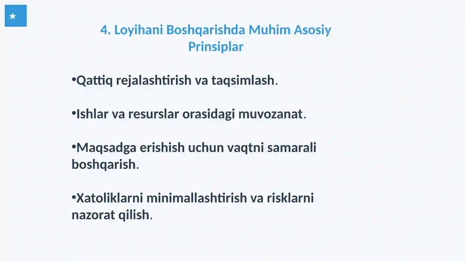 Loyihani boshqarish asoslari 4