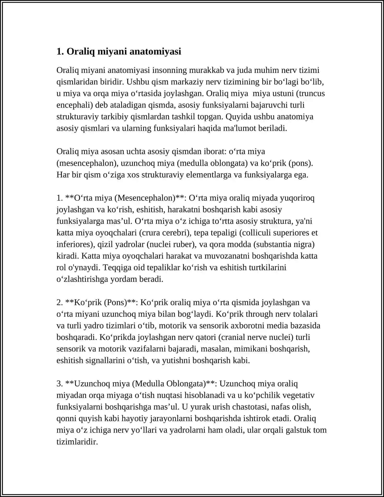 NARMAL FIZIOLOGIYASIDAN ORALIQ MIYA HAQIDA SLAYD 4