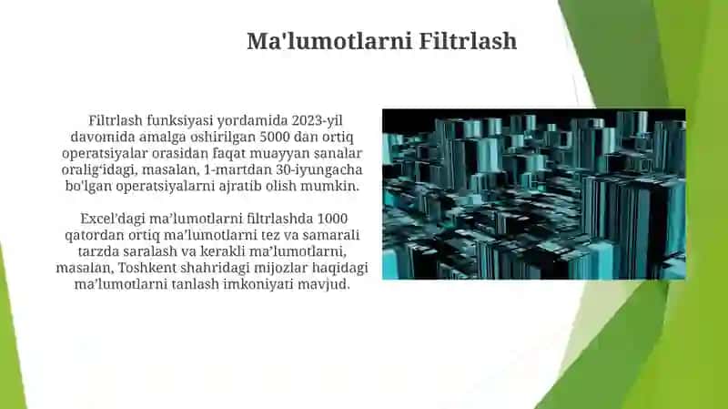 MS Excelda ma'lumotlarni tartiblash va saralash 4