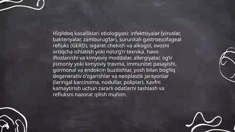 Hiqildoq kasalliklari haqida tushunca 4