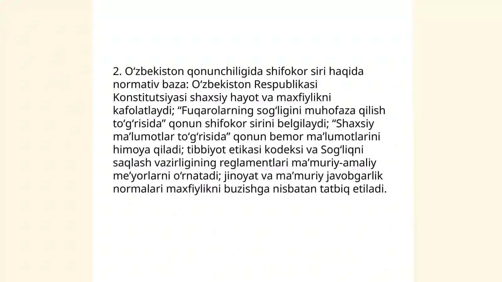 Shifokor siri ‘muammosining etik-huquqiy jihatlari 4
