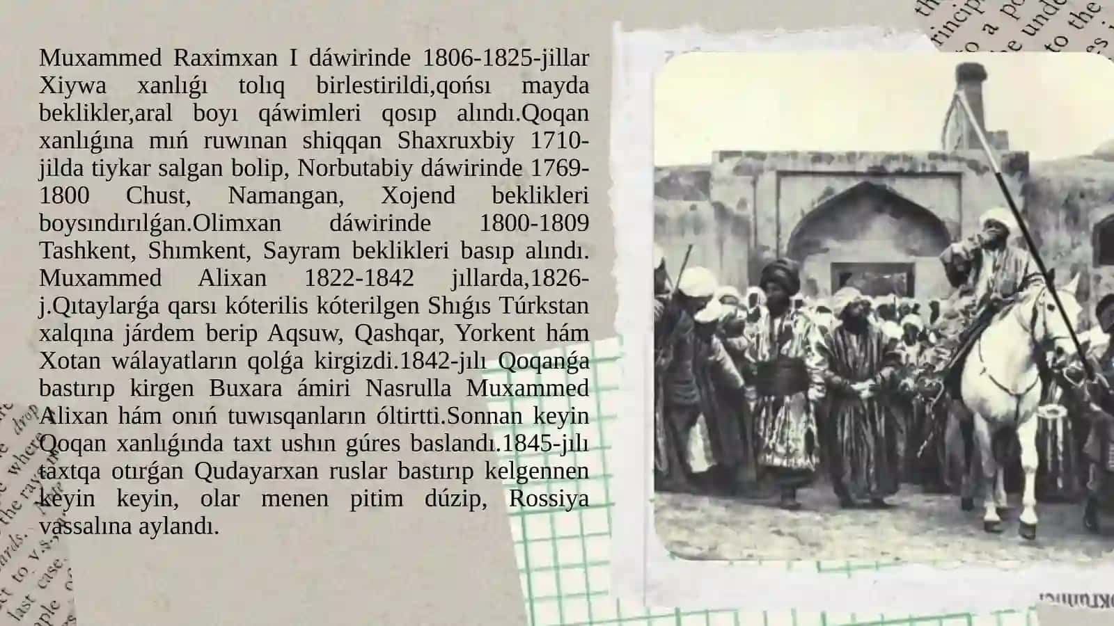 XVIII ásirdiń ekinshi yarimi XIX ásirdiń birnshi yariminda Buxara amirligi Qoqan hám Xiywa xanliqlari tariyxiy geografiyasi 4