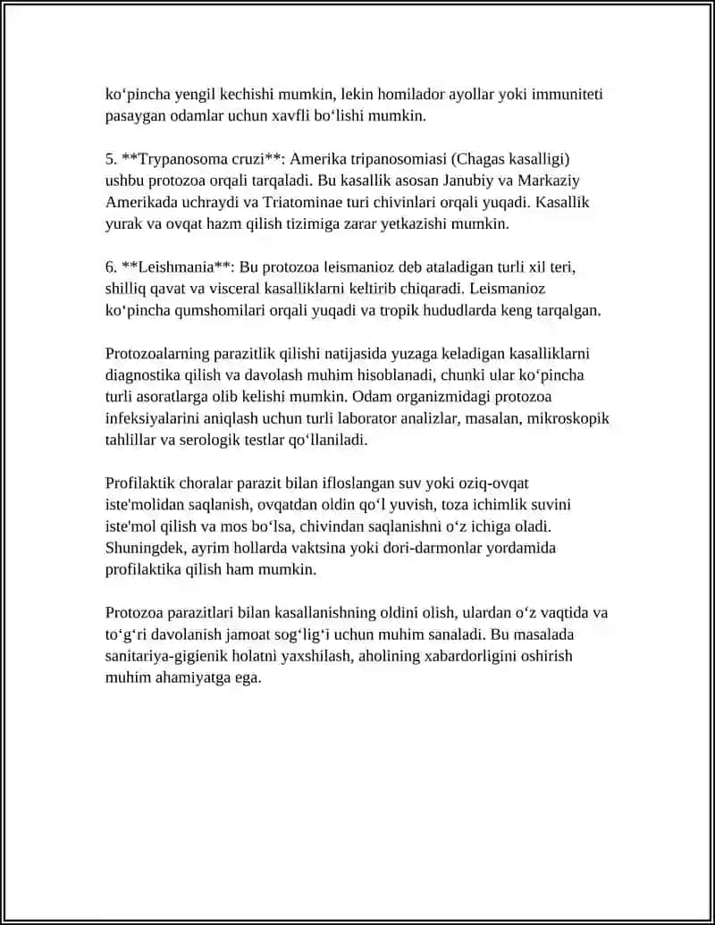 Odamda parazitlik qiluvchi sodda hayvonlar 4
