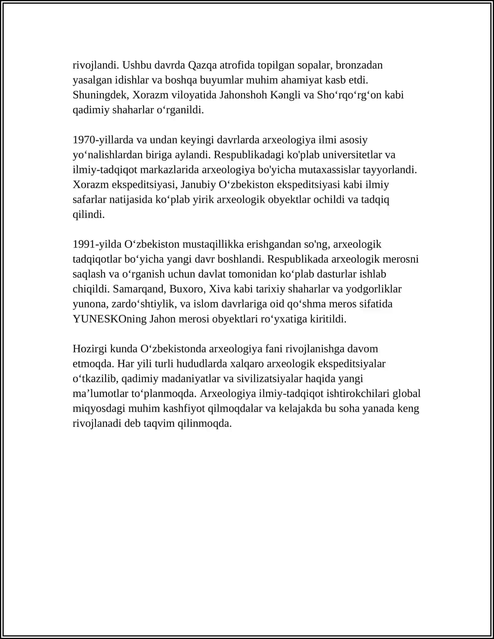 OʻZBEKISTONDA ARXEOLOGIYA FANINING RIVOJLANISHI 4