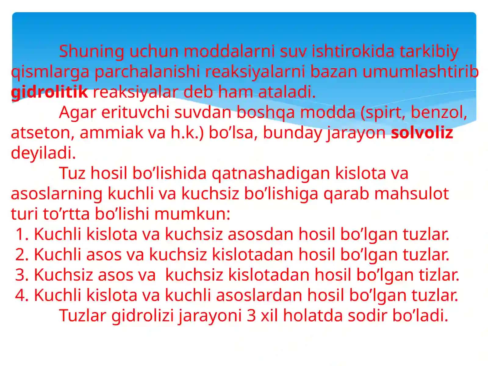 Tuzlar gidrolizi 4