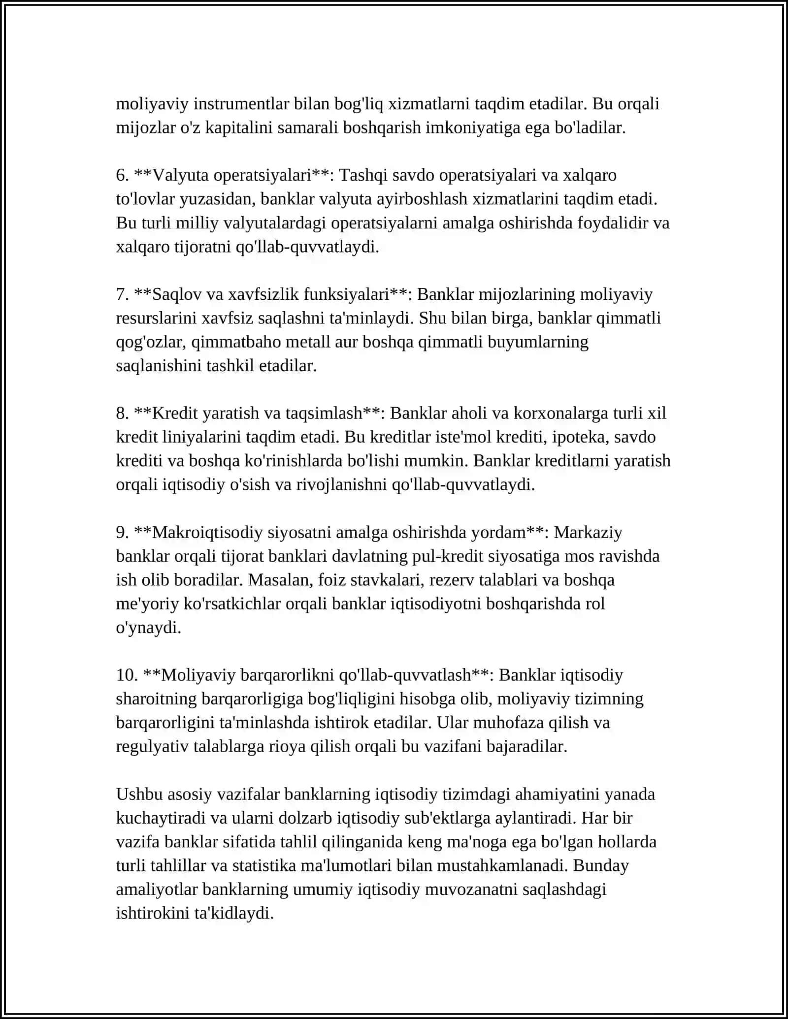 BANKLARNING FUNKSIYALARI 4