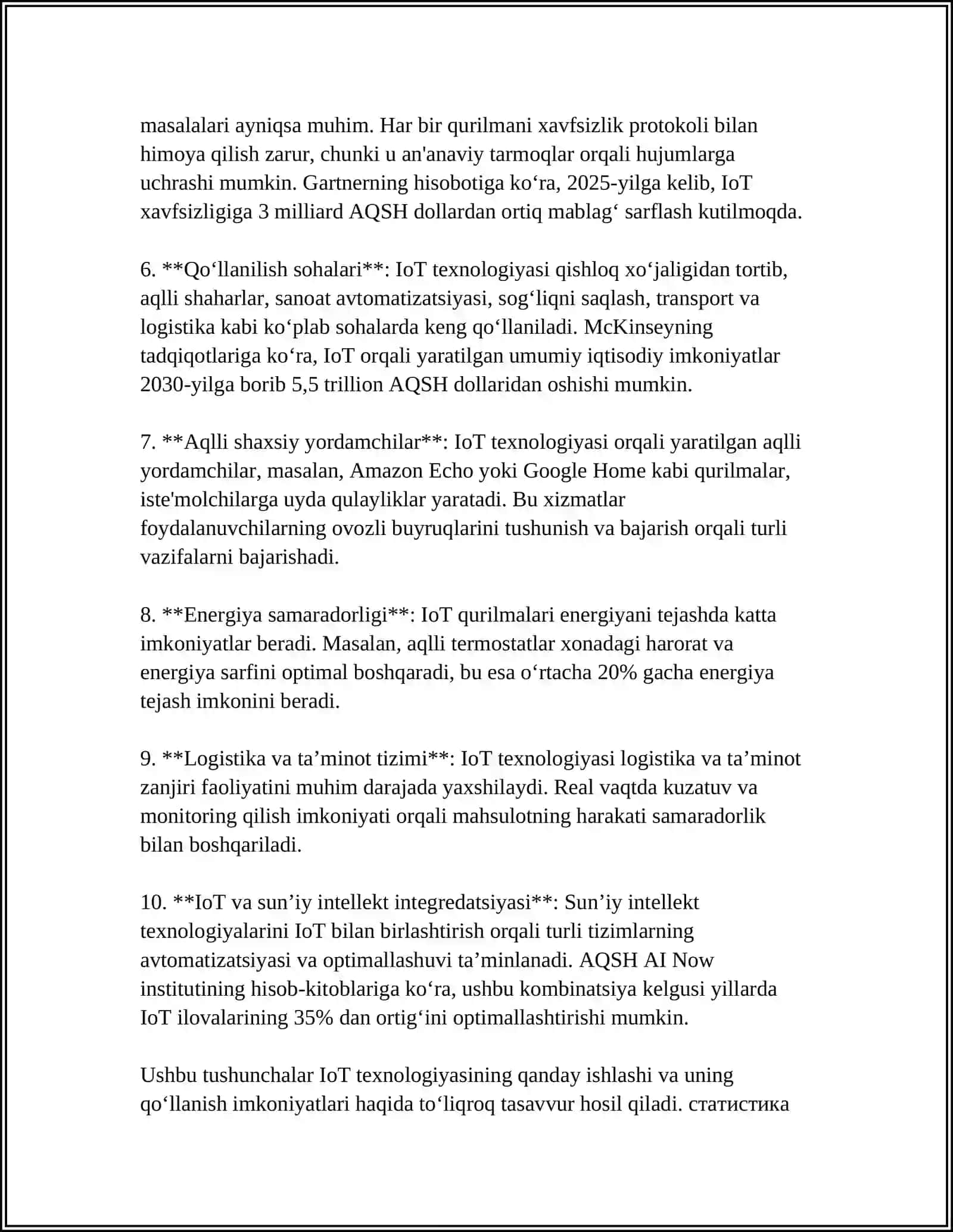 INTERNET NARSALARI (IOT) IMKONIYATLARI VA XAVFSIZLIK XAVFLARI 4