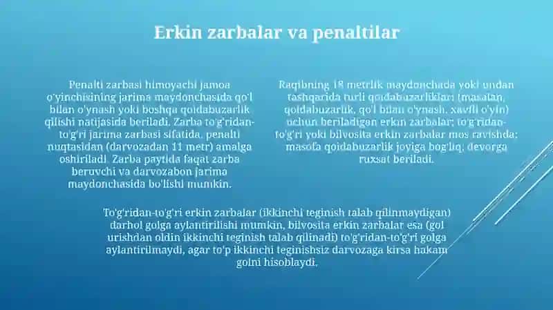 Futbol oʻyinining qoidalar 4