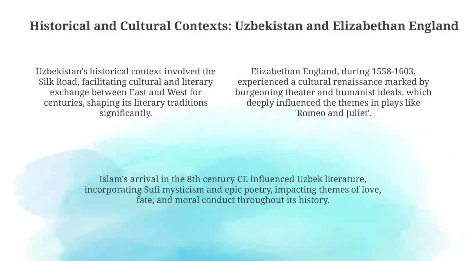 Comparison of Uzbek literature and English literature: O‘tgan kunlar and Romeo and Juliet 4