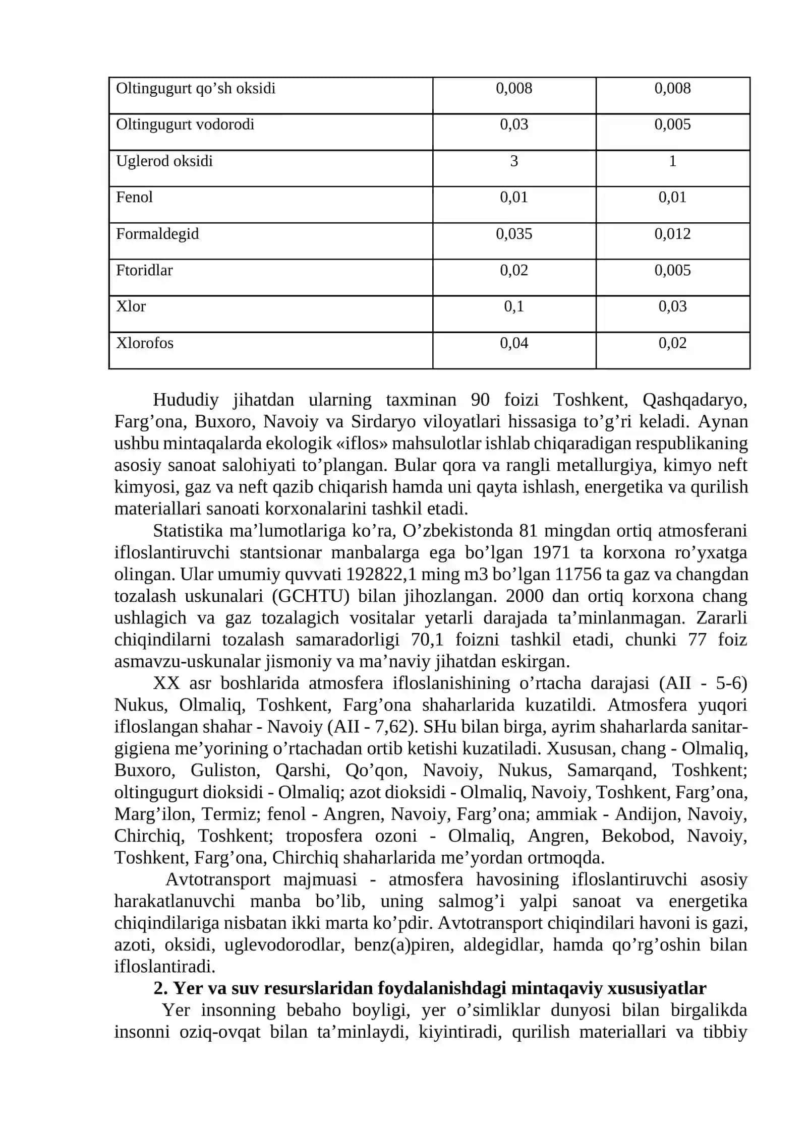 Hududlar taraqqiyotining ekologik jihatlari va tabiatdan foydalanishning mintaqaviy muammolari 4