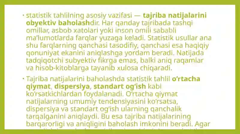Tajriba natijalari tahlilining statistik usuli 4