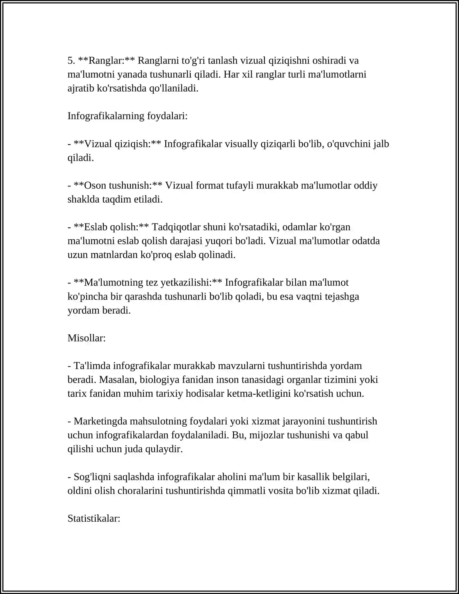 INFOGRAFIKA VA UNING TURLARI 4