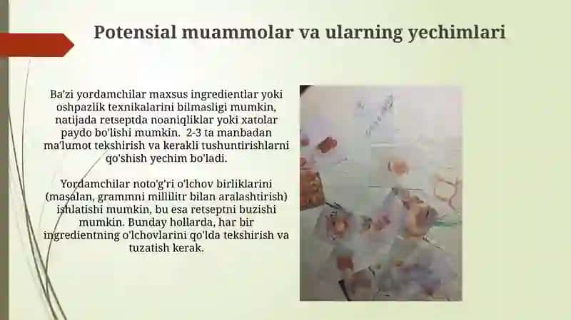 Retsept yozishda koʻmakchilar bilan ishlash 4