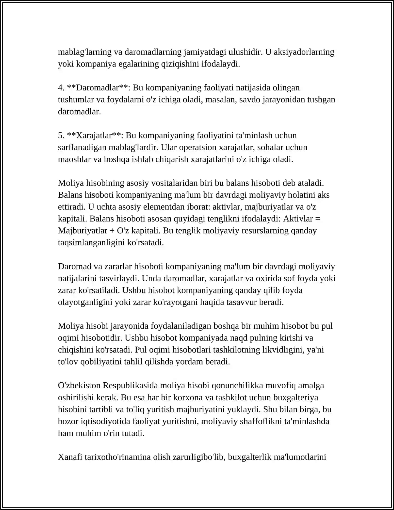 MOLIYAVIY FAOLIYATHISOBI VA HISOBOTDA AKS ETTIRISH 4