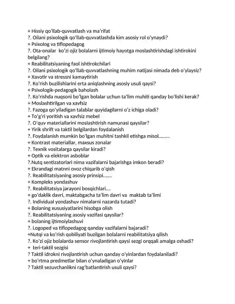 Reabilitatsiya savol javob 4