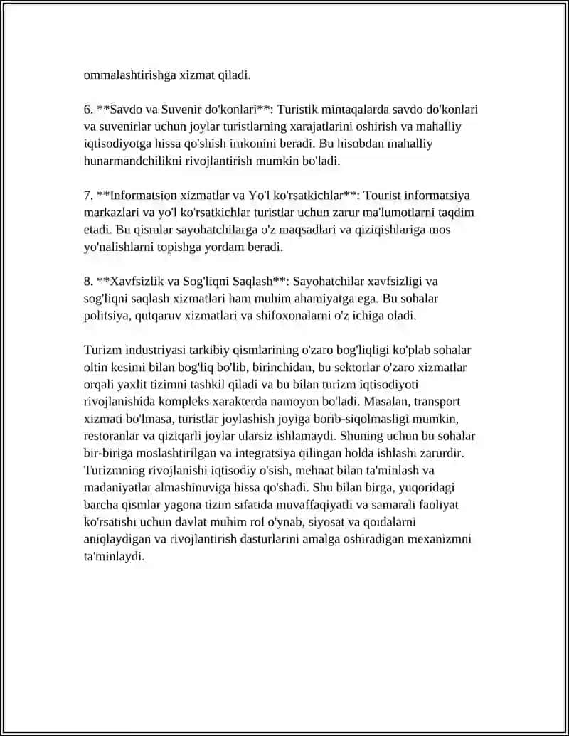 TURIZM INDUSTRIYASI TARKIBIY TUZILMASI VA IQTISODIY AHAMIYATI 4