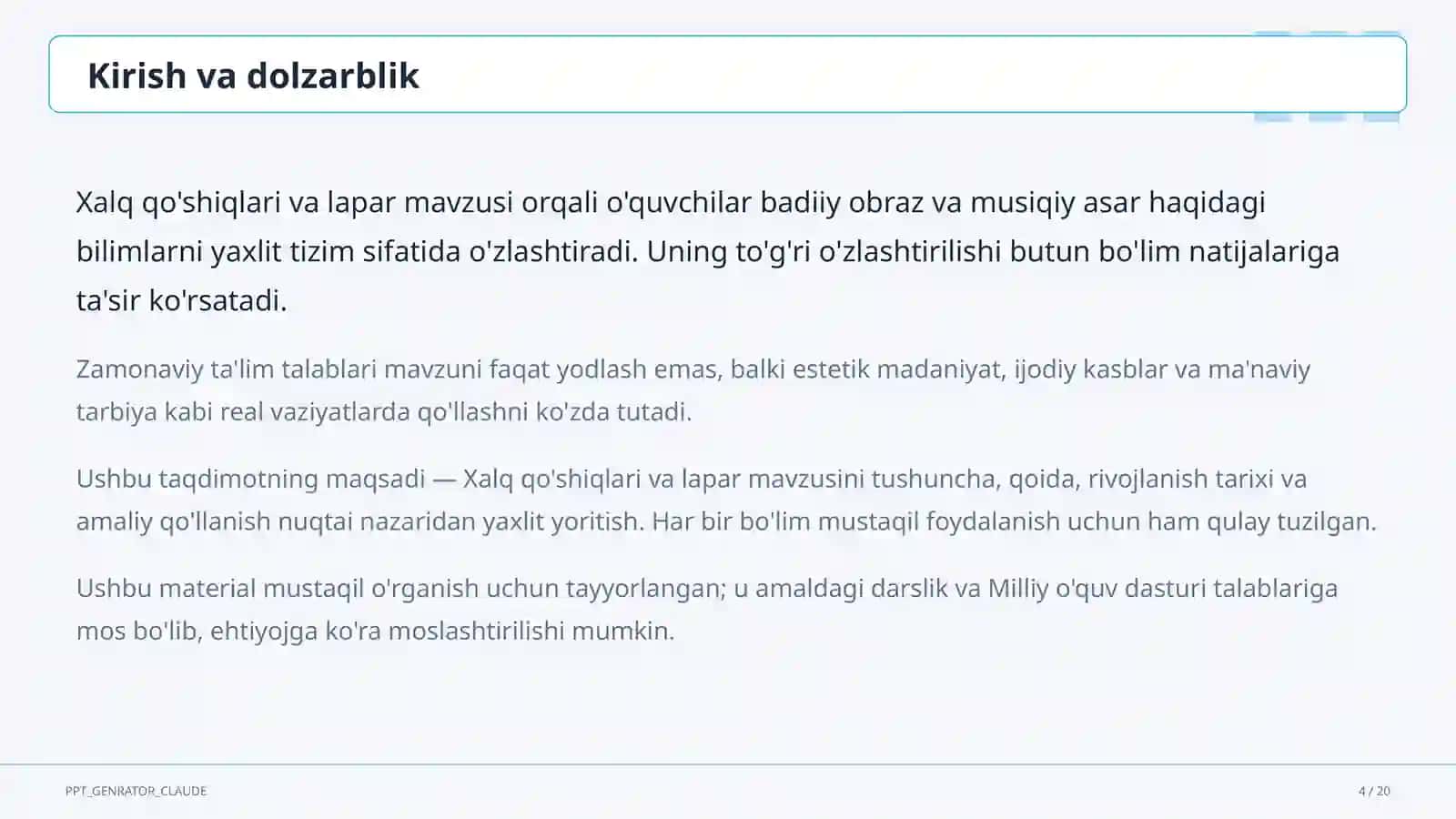 Xalq qo'shiqlari va lapar (3-sinf) 4